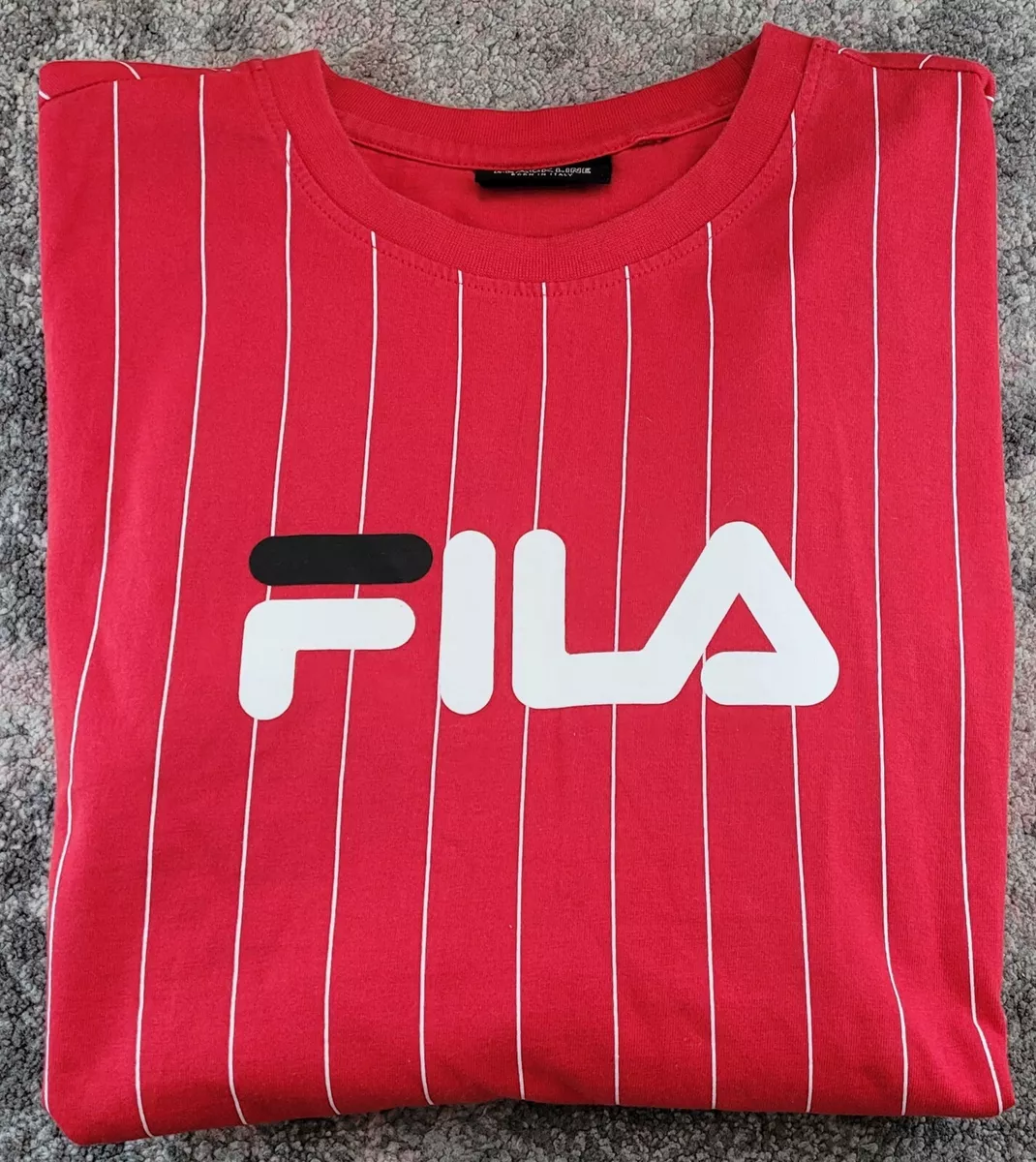 Mens Fila Heritage Stripe Long Sleeve T Shirt Red White Size M eBay