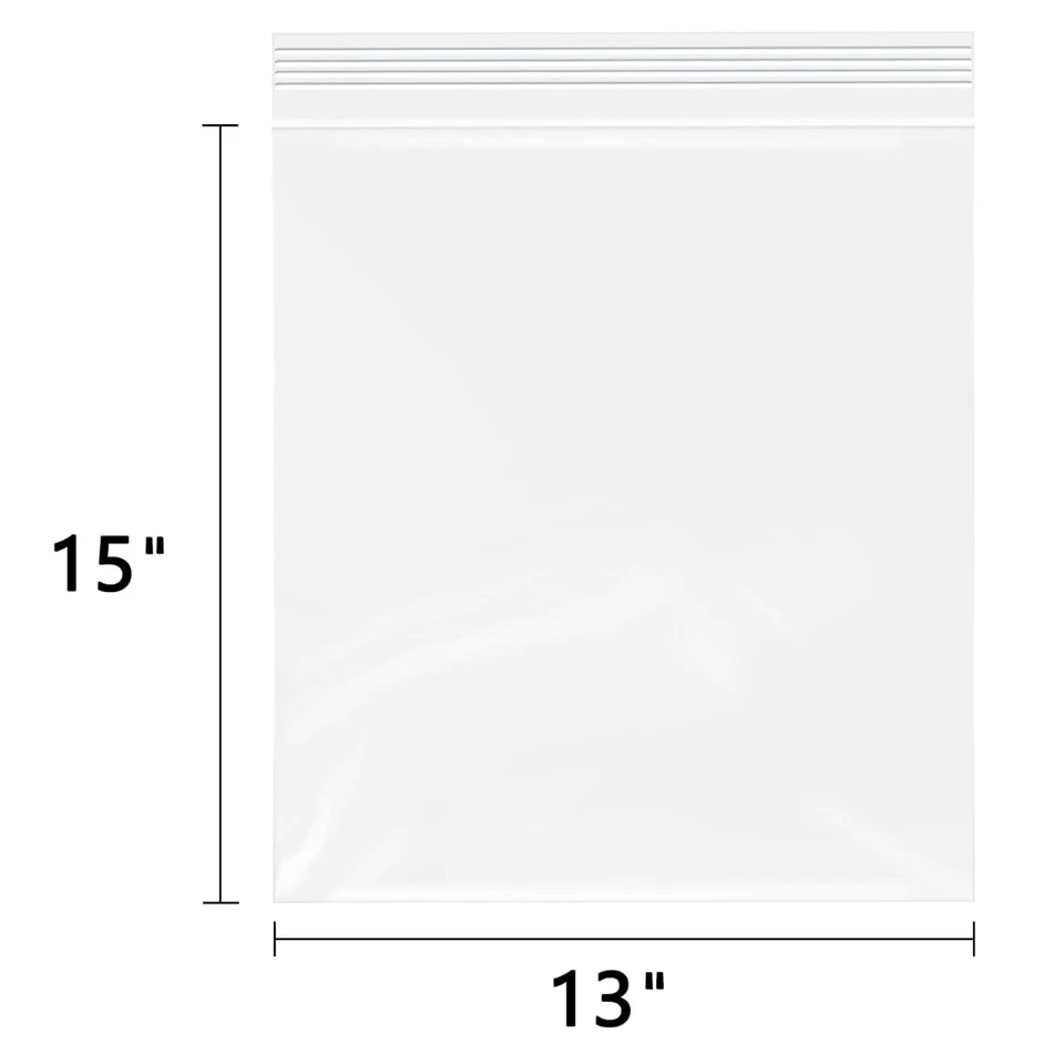 500 - 13" x 15" Durable 4 Mil Clear Zip Strong Resealable Plastic Poly Bags - Image 2 of 4