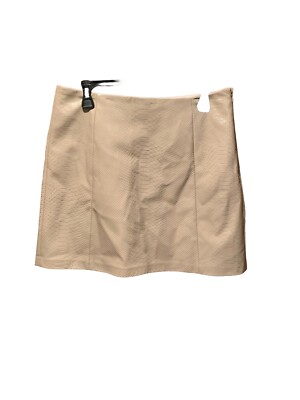 Aritzia Babaton Vegan Leather Croc Embossed Mini Skirt Beige Size 12