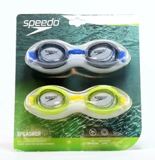 Speedo Kids' Splasher Swim Goggles - Gray/Lime - Pack of 2