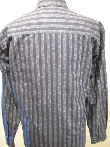IKE BEHAR SHIRT Mens REFLECTIVE BLUE Striped Size Large Long Sleeve New York NYC - Picture 7 of 12