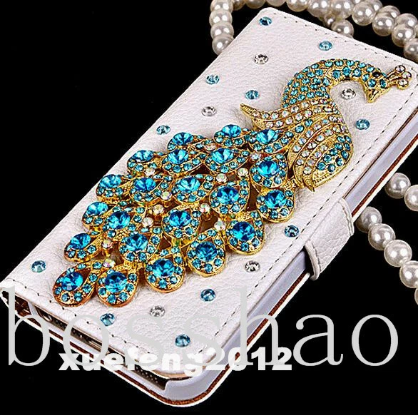 For Samsung Galaxy A14 A15 A35 S22 Ultra Bling Peacock Leather Flip Wallet Case