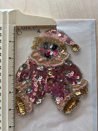 Vintage Sequin Applique LOT of 2 Clown Mardi Gras NIP Elegance Large Sew or Glue - Picture 2 of 4