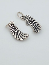 angel wing charm sterling silver pendant charm 925 left right set 2 charms