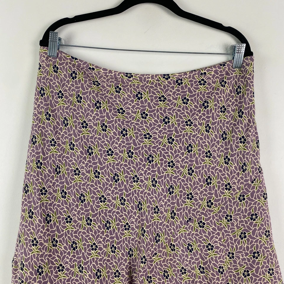 Falda Sundance Seda Línea A Talla 14 Floral Cremallera Lateral Midi Foto 2 de 4