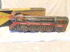 1960's Modern Toys Battery Op. Trans-Continental Express Locomotive Train 16"
