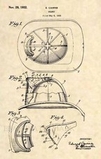 Firefighter Helmet Original US Patent Art Print- Vintage Antique Fire Cairns 393