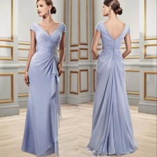 Chiffon Sheath Mother Of The Bride Dress V Neck Beaded Ruched Wedding Guest Gown
