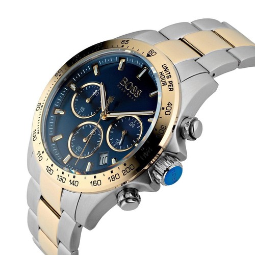 NEW HUGO BOSS HB1513767 HERO SPORT LUX Gold & SILVER BLUE DIAL CHRONO
