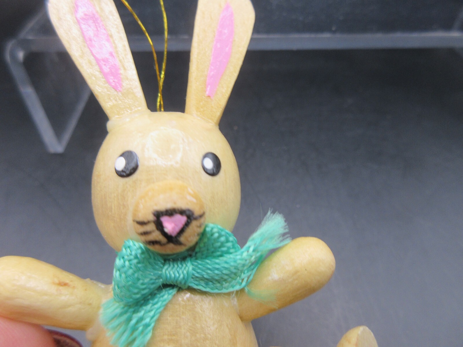 RARE! 1979 R. Dakin Co Wooden Sitting Easter Bunny Christmas Ornament EXCELLENT