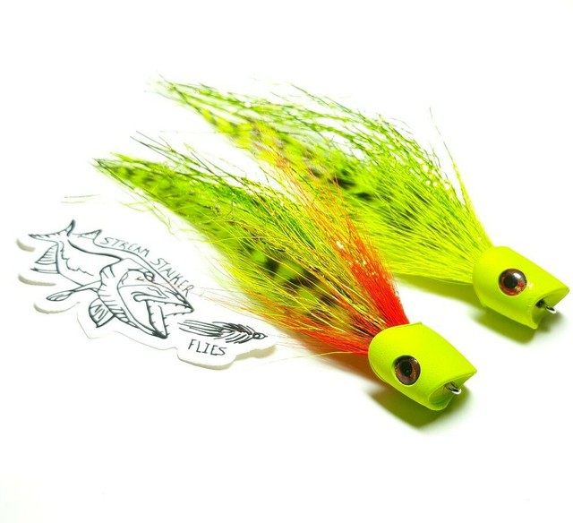 5 Inch Topwater Streamer Fly Lot 1/0 Bass Musky Pike Popper Fishing