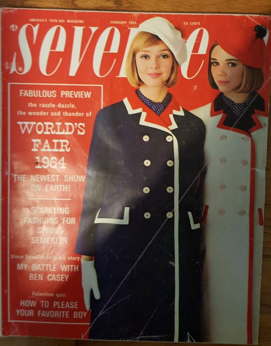 1964 SEVENTEEN MAGAZINE FEB WORLD'S FAIR BEN CASEY FASHION STYLE