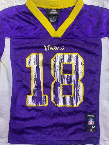 Maglia calcio Minnesota Vikings 18 Sidney Rice NFL giovanile taglia 5/6 Medium Reebok - Foto 3 di 10