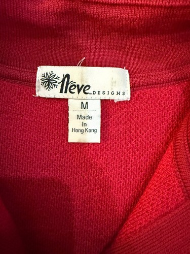 Neve Designs Red Floral Pattern Nordic Wool Ski Sweater 1/4 Zip Medium - Picture 3 of 7