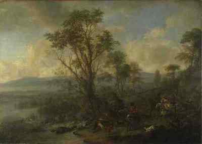 Blechschild Philips Wouwermans A Stag Hunt A4 12x8 Aluminium