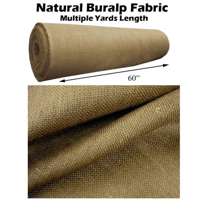 NATURAL BURLAP PREMIUM VINTAGE JUTE FABRIC 60 '' WIDE UPHOLSTERY 10 OZ BY YARD