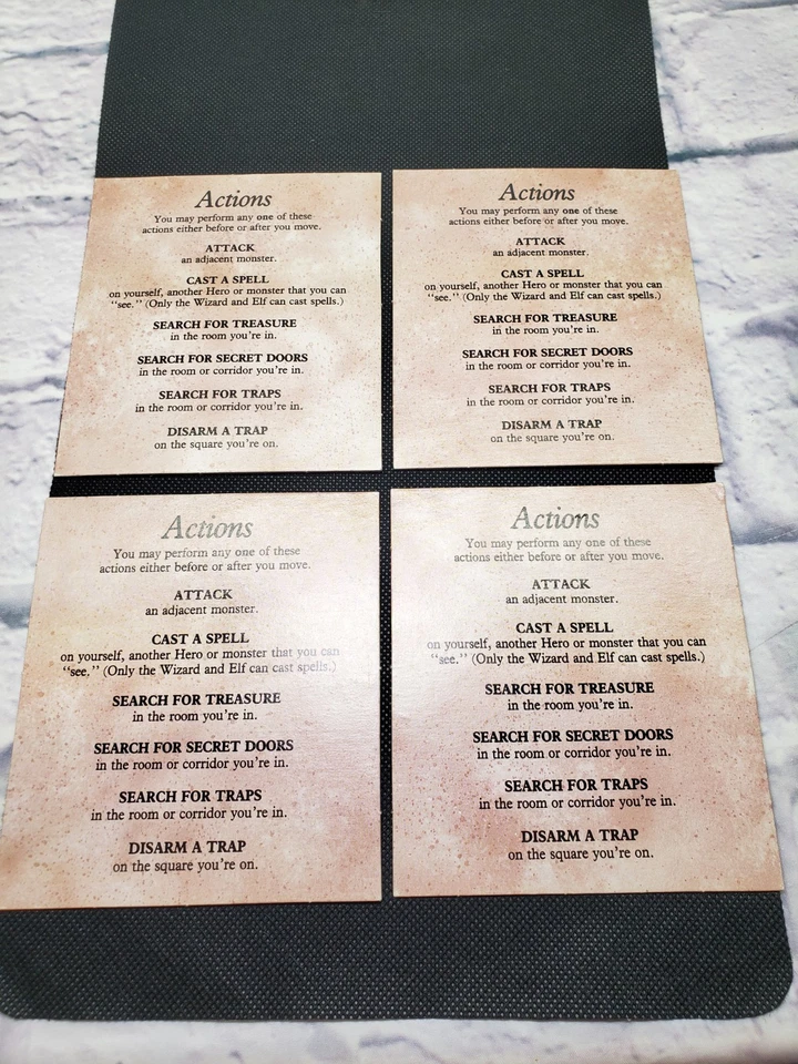 Hero Quest Board 1989 1990 年替换游戏零件角色卡全套 — 第 2/4 张图片