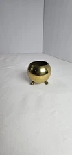 Vintage Round Brass Candlestick Holder on Ball Feet – Single Taper Candle