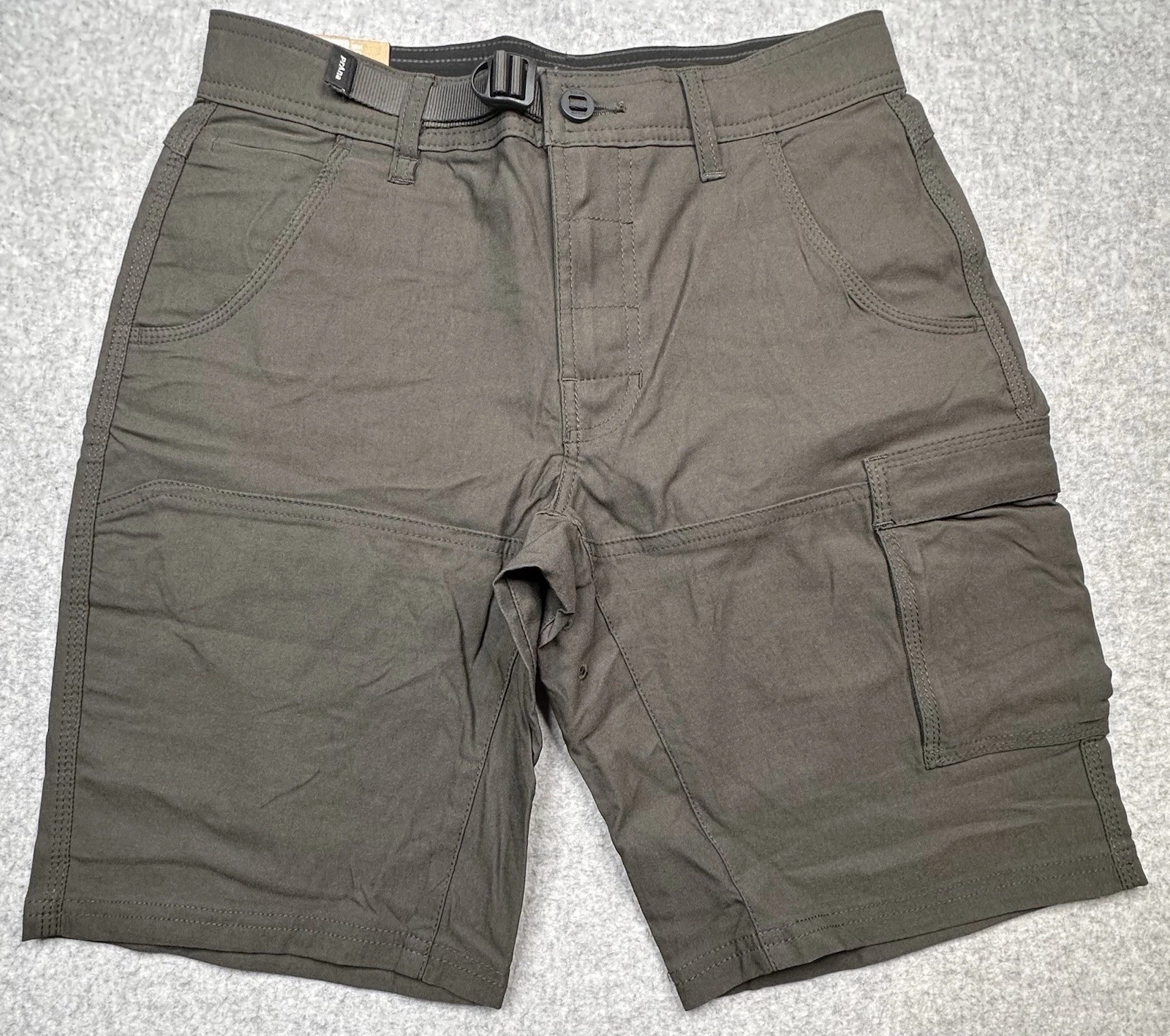 NWT Prana Shorts Mens 28x10 Cargo Stretch Zion II Dark Iron Outdoor Hike $75