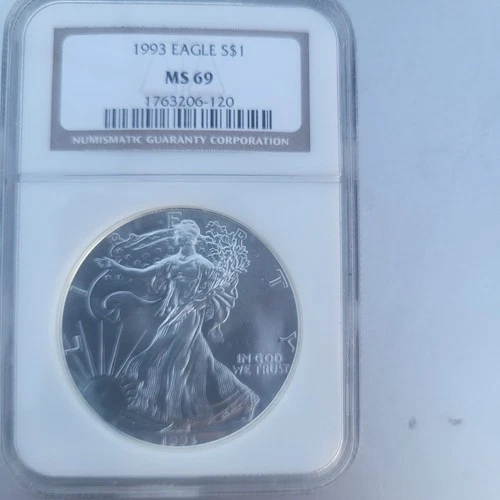 1993 American Silver Eagle Coin - NGC MS69