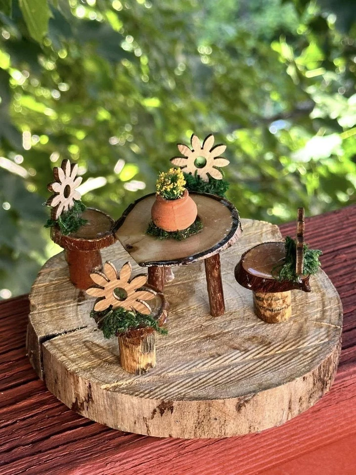 Juego de comedor Fairy House Fairy Garden juego de 5 piezas simplemente adorable Foto 4 de 4