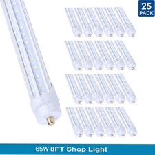 25Pack 65W 8FT FA8 Led Shop Light 8 Foot Led Tube Light Bulbs T8 T12 Single Pin