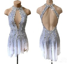 Figure Skating Dress Ice Skating Dress gray dyeing Competition Skating Wear