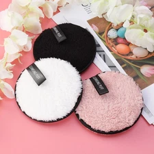 3 Pcs Facial Cleansing Makeup Remover Puff Washable Cotton Sponge Pads