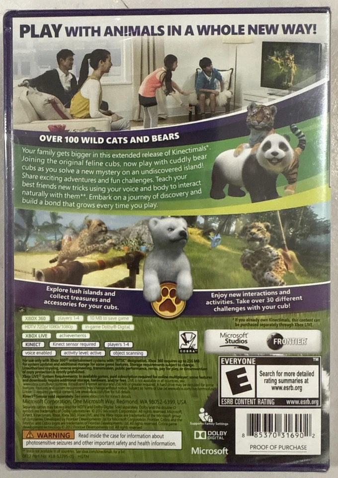 Kinectimals: (Xbox 360, 2011) Complete BRAND NEW - Image 2 of 2