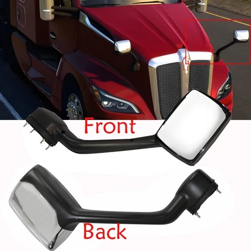 Chrome Driver Side Hood View Mirror for 10+ Kenworth T680 Peterbilt 579 587 Left
