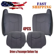 For 2003-2007 Chevy Silverado Both Side Bottm+Top Cloth Seat Cover Dark Gray 69C