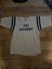 Vintage FBI Academy Raglan Baseball Style T-shirt SZ L White Made In USA.