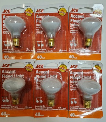 LOT OF 6 ACE Accent Flood Light Bulb, Intermediate Base, R14, 3019825