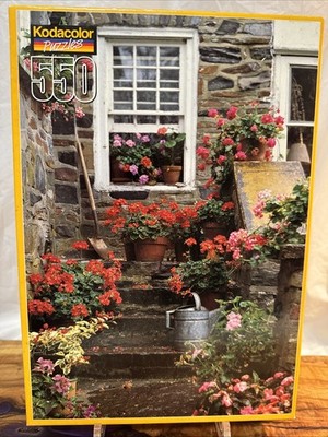 550 Piece Jigsaw Puzzle - Windowsill Steps Flowers - New Sealed