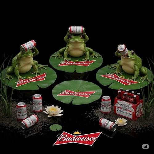 Budweiser Bud Light Beer Advertising Metal  Sign 8x12in Vintage FROGS 2