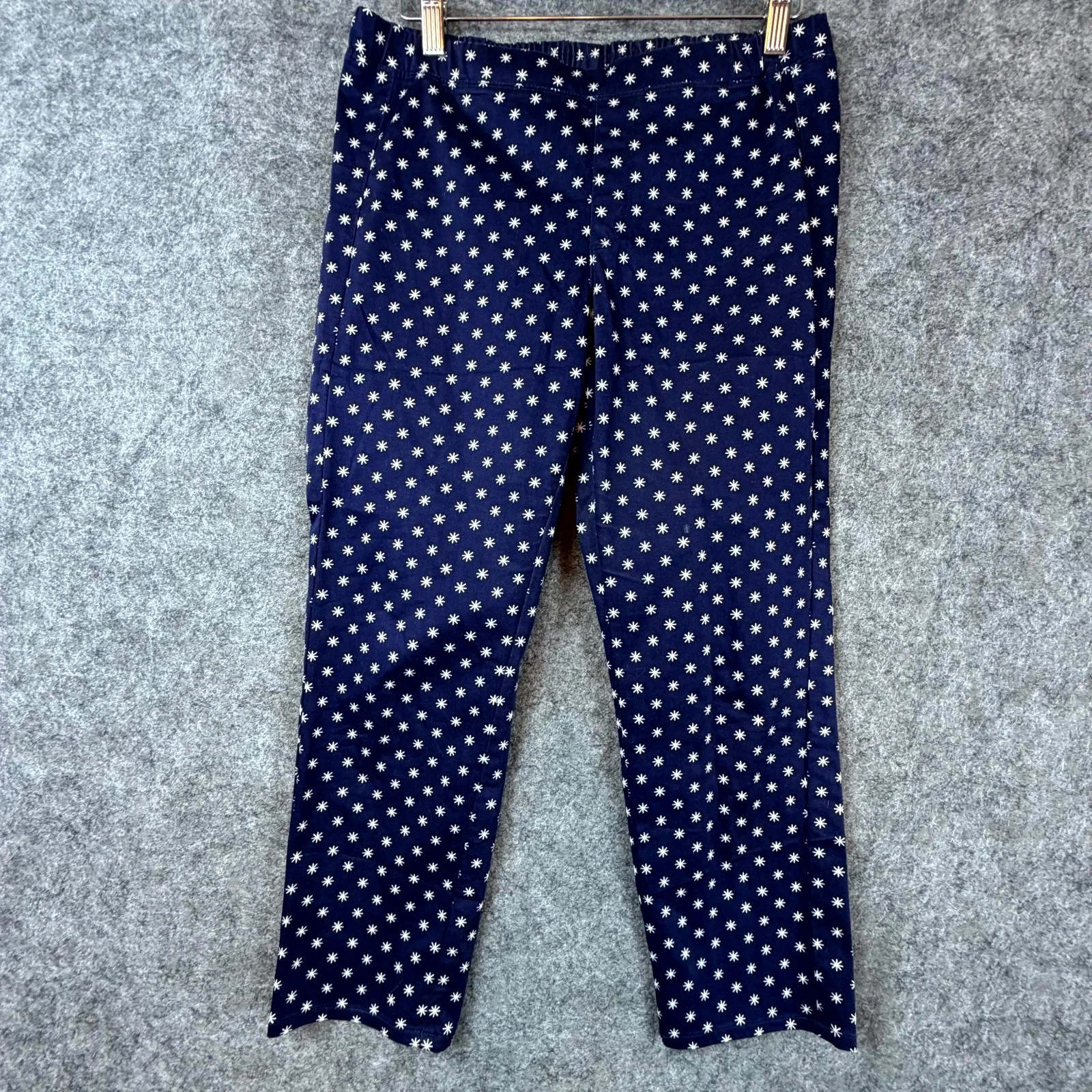 Uniqlo Pants Women 12 Blue White Stars Cotton Stretch Drawstring Patriotic