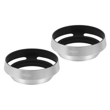 2 Pcs 49mm Lens Hood, Universal Metal Hollow Screw-in Vented Lens Hood, Silver
