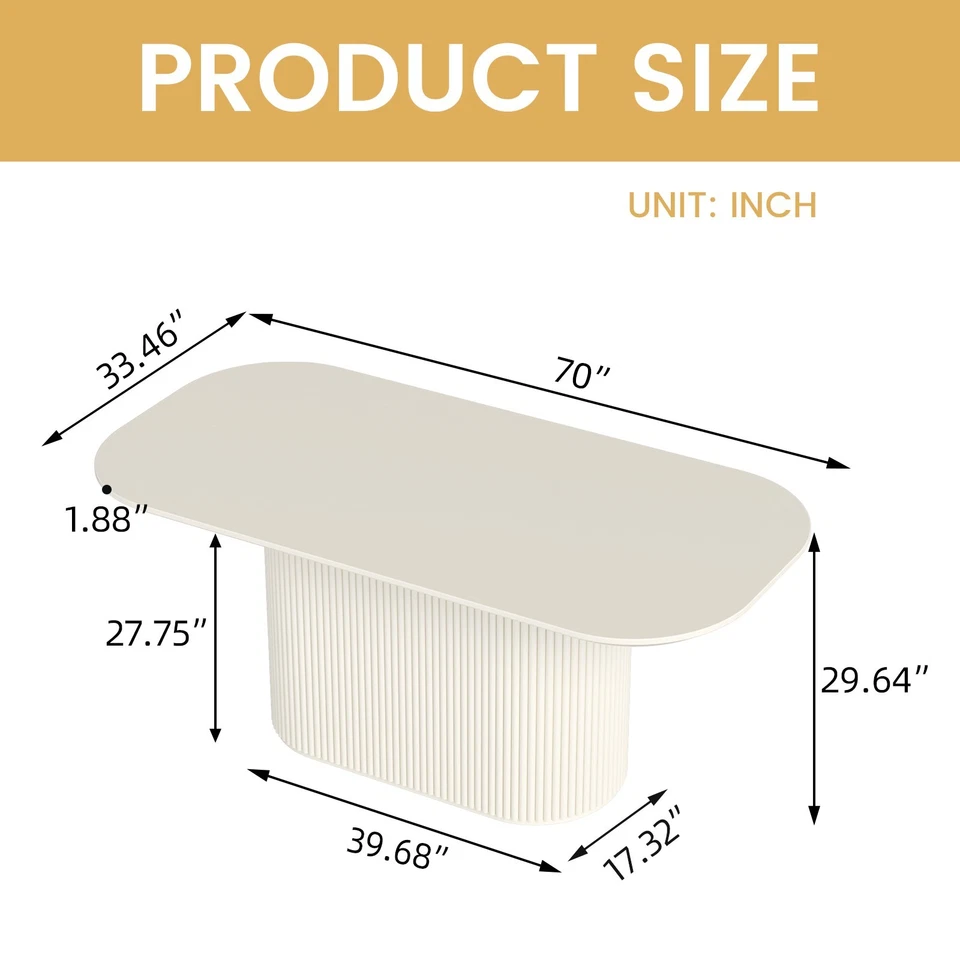 Овальный обеденный стол Guii 70 дюймов для 4–6 белых современных кухонных столов для столовой - Изображение 2 из 4