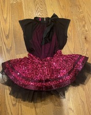 WEISSMAN Girls SA Sleeveless Sequin Dance/Figure Skating Dress Pink Black Tutu