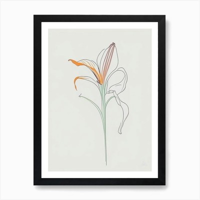Lily Floral Minimal Line Drawing 1  Framed Wall Art Poster Canvas Print Picture