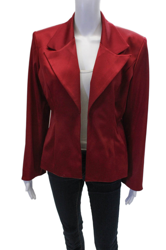 JS Collections Petite Womens Notch Collar Long Sleeve Blazer Jacket Red Size 12