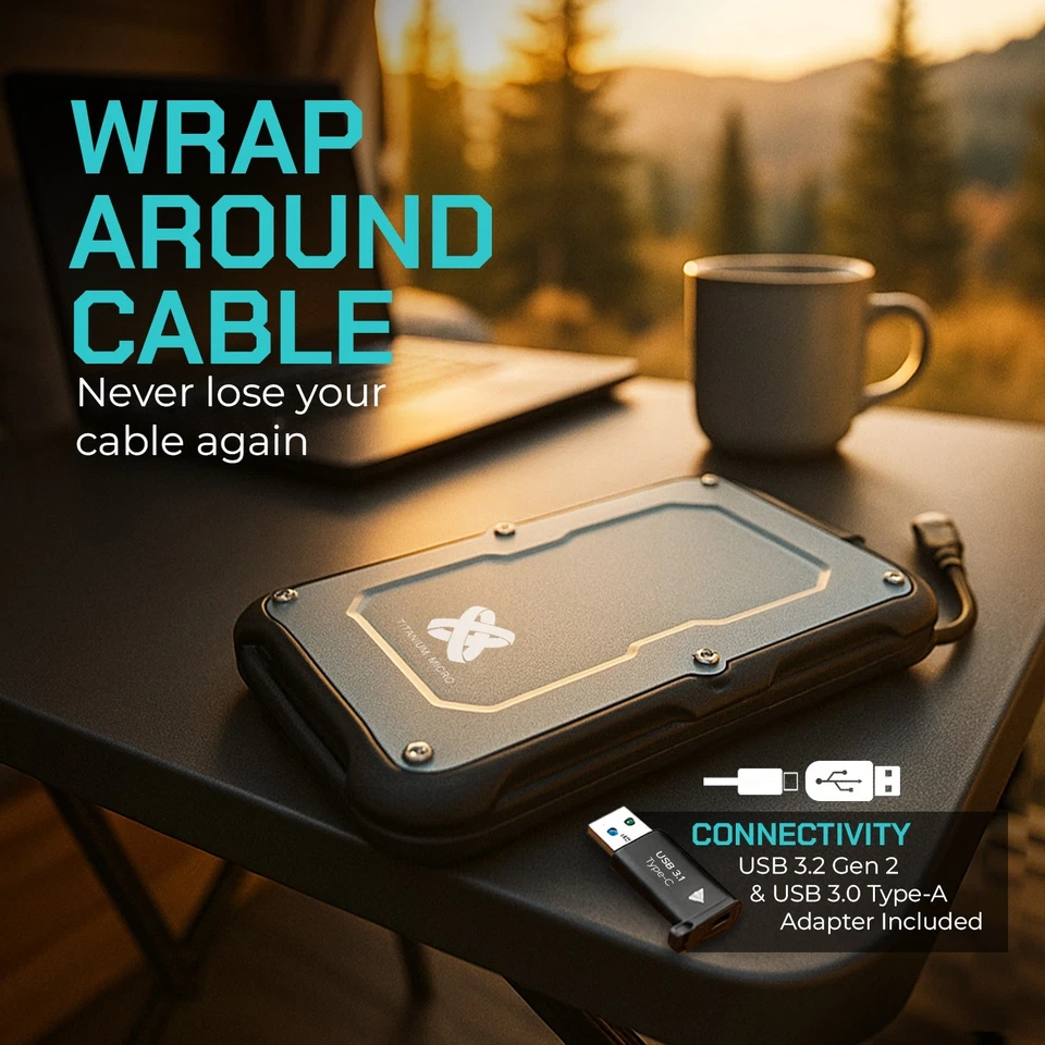 Titanium One Portable External SSD 500GB/1TB/2TB/4TB/8TB USB 3.2 Gen 2 IP66 - Image 4 of 4