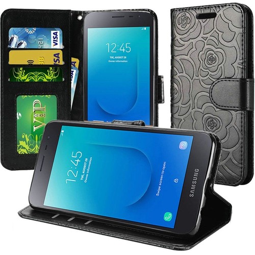"GSA Black Rose Textured Leather Wallet Case for Samsung Galaxy J2 Core" - Picture 1 of 1