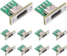 10PCS DIY OEM Type C Female Connector,Usb C Panel Mount Converter with PCB Board