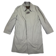 London Fog Mens Trench Coat Regular Khaki Vintage Faux Fur Lined 40 Long