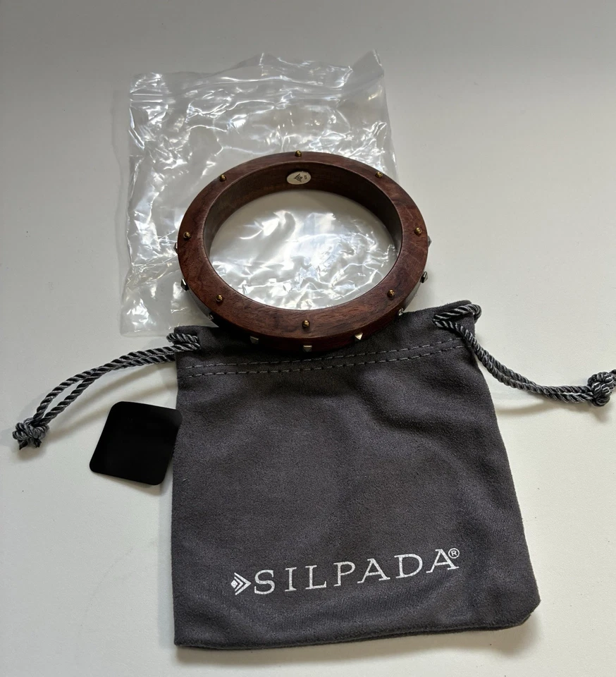 NUEVO SILPADA 'Wildwood' Brazalete Brazalete B3303 Madera Latón Cristal Esterlina NUEVO Foto 2 de 4