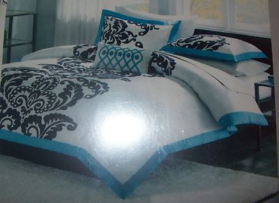 Mi-Zone Florentine Teal Modern Printed Duvet Set twin New