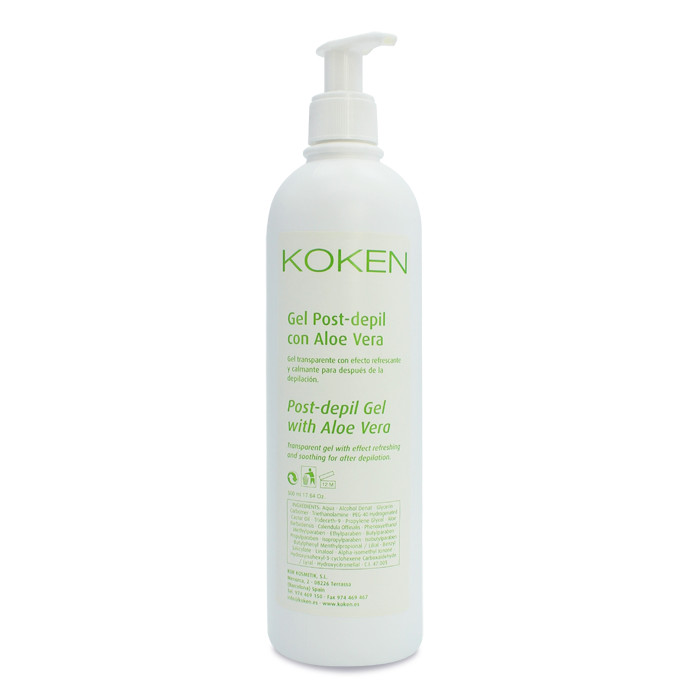 Gel post-depil aloe vera 500 ml. Cuidado piel depilación KOKEN