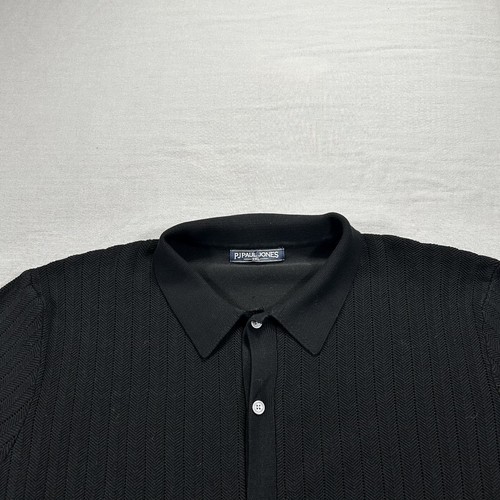 PJ Paul Jones Sweater Mens 2XL XXL Black Cardigan Knitted Button Up Rockabilly - Picture 3 of 9