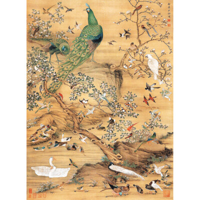 Wooden Jigsaw Puzzle 500 PCS Birds Shen Quan Chinese Painting Masterpieces Decor